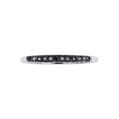 White gold 18k half eternity ring with black diamonds and burnished tips