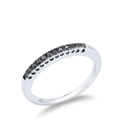White gold 18k half eternity ring with black diamonds and burnished tips