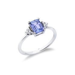 ANELLO TANZANITE RETTANGOLARE E 3BRILL PER LATO