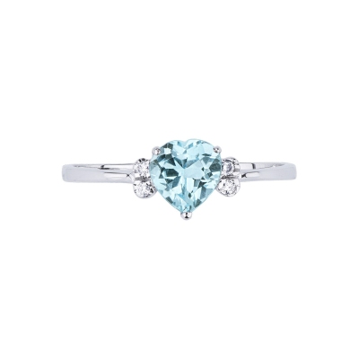 18k white gold ring with central aquamarine and diamonds 