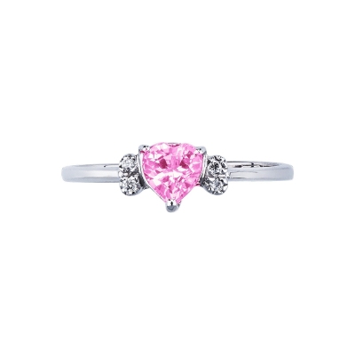 White gold 18k ring with a pink sapphire and diamonds