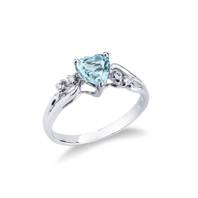 White gold 18k ring with aquamarine and diamonds 