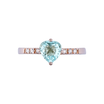 Rosé gold 18k ring with aquamarine and diamonds 