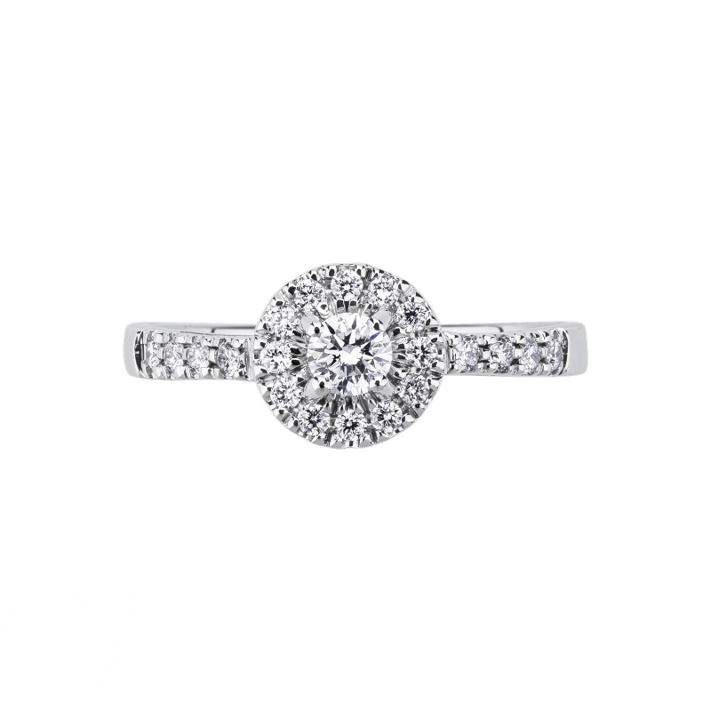 Woman diamond ring in white gold 18k