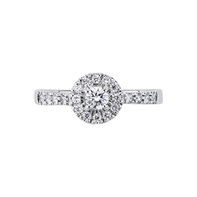 Woman diamond ring in white gold 18k