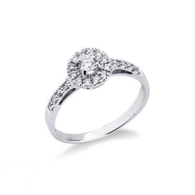 Woman diamond ring in white gold 18k