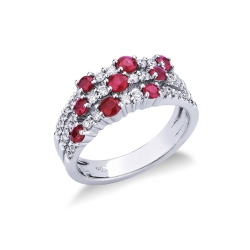White gold 18k band ring with rubies and diamonds 