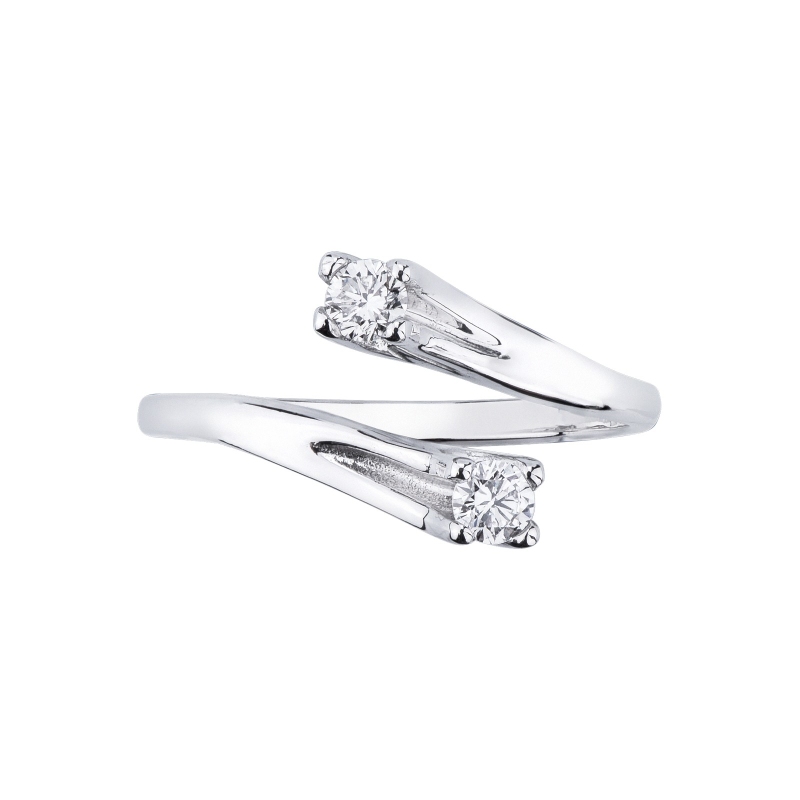 White gold 18k Bilogy ring with diamonds 