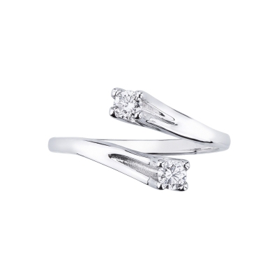 White gold 18k Bilogy ring with diamonds 