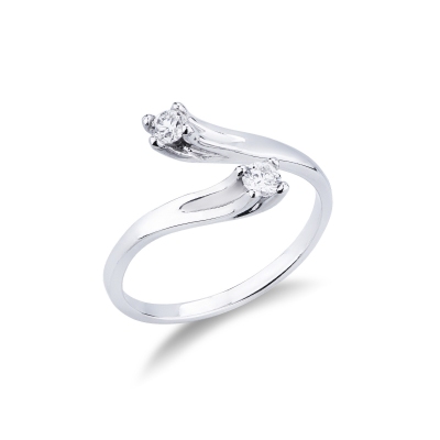 White gold 18k Bilogy ring with diamonds 