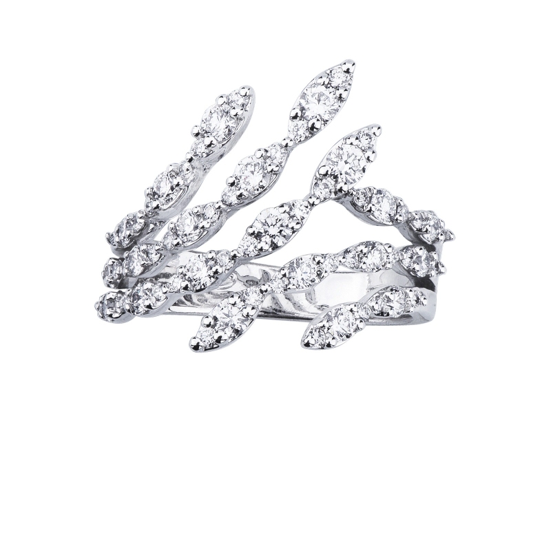 Anello contrariè in oro bianco 750 con diamanti