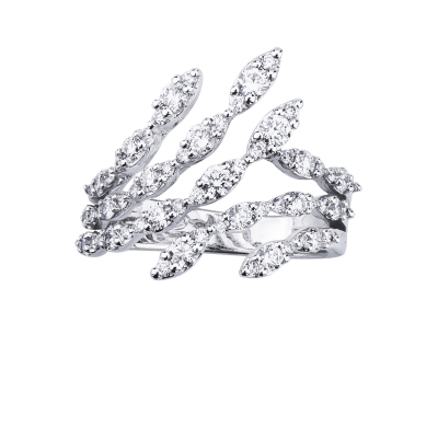 Anello contrariè in oro bianco 750 con diamanti