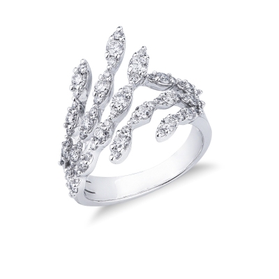 Anello contrariè in oro bianco 750 con diamanti