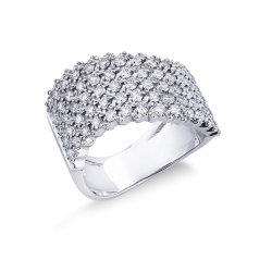 Band ring in white gold 18k wave shaped with diamonds 