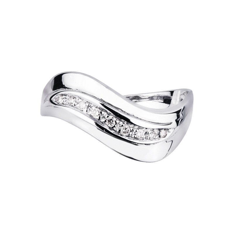 18k white gold wavy band ring 