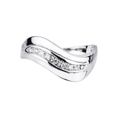 18k white gold wavy band ring 