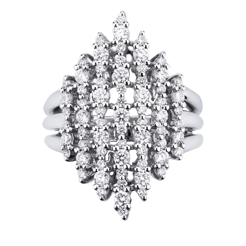 Anello a fascia design in oro bianco 750 con diamanti