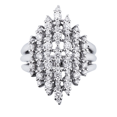 Anello a fascia design in oro bianco 750 con diamanti