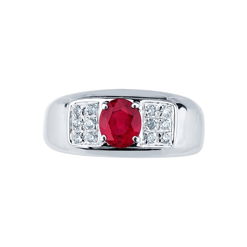 18k white gold ring with ruby and diamonds 