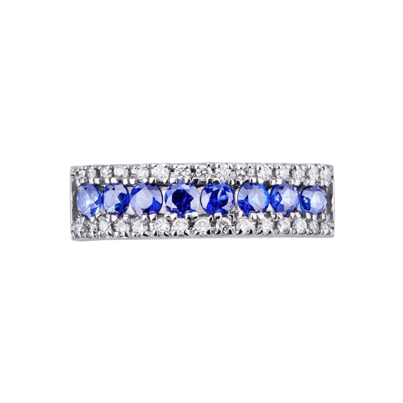 18k white gold ring with eight blue sapphires and diamonds 