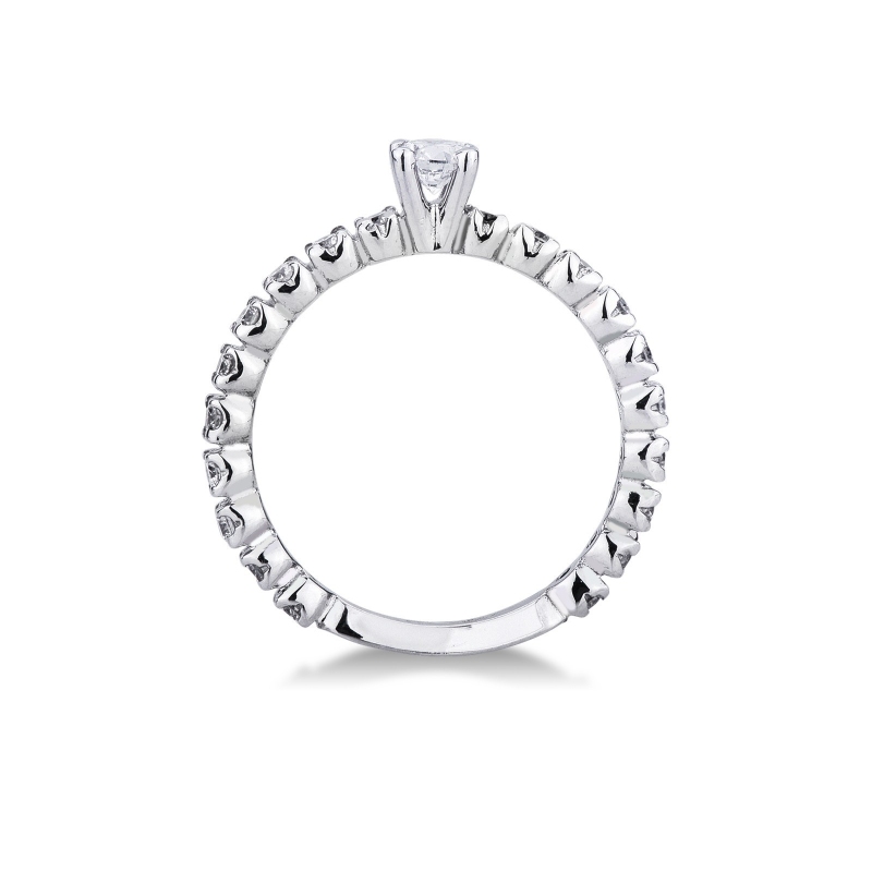 Half eternity ring in white gold 18k with a central diamond