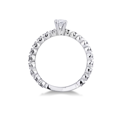 Half eternity ring in white gold 18k with a central diamond