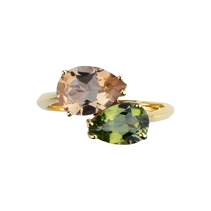 Peridot and citrine ring in 18k yellow gold