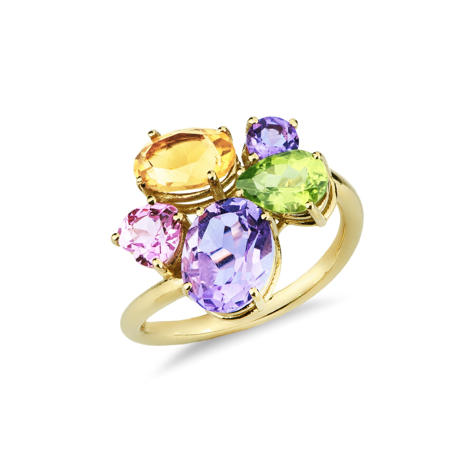 Anello Donna Vintage In Resina Con Pietre Colorate – Yazilind, Gioiello Originale Per Compleanni E Feste