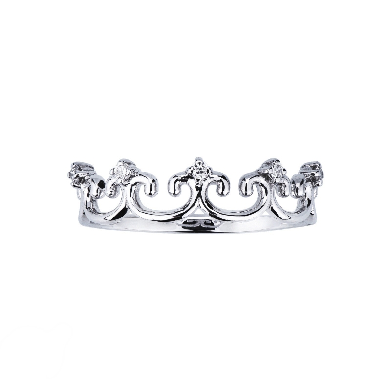 White gold 18k crown ring with diamonds 