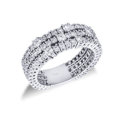 White gold 18k band ring with diamonds 