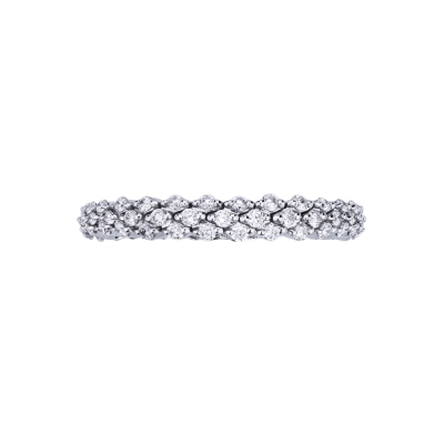 White gold 18k ring with three rows of diamonds 