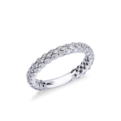 White gold 18k ring with three rows of diamonds 