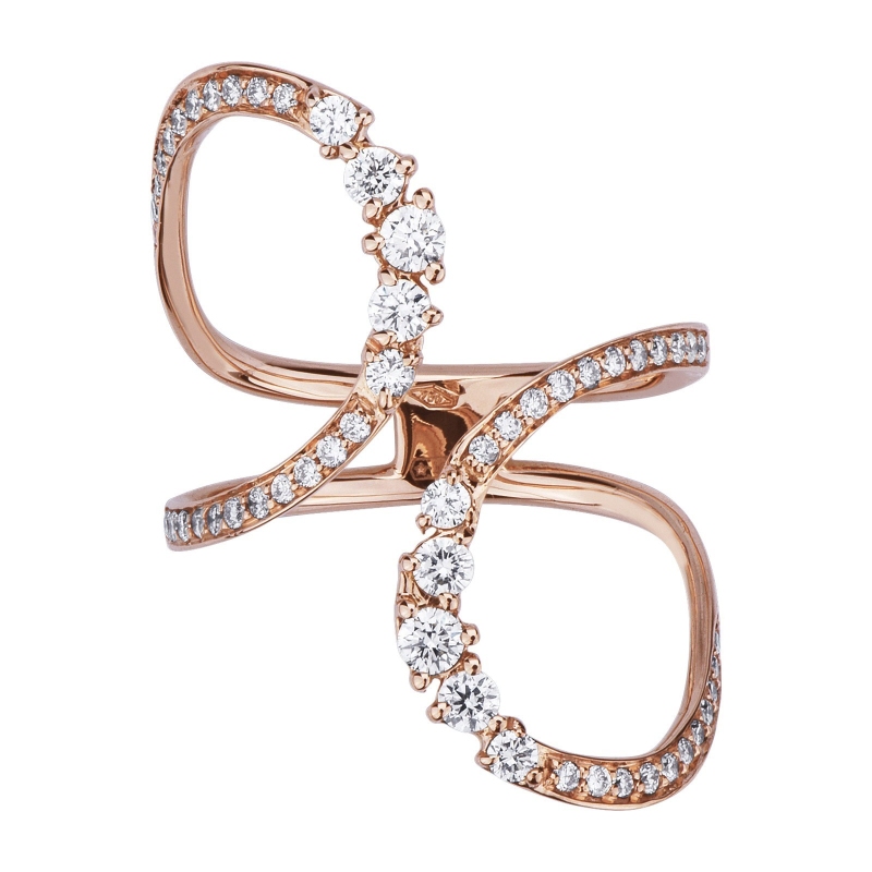 Rosé gold 18k open ring with diamonds 