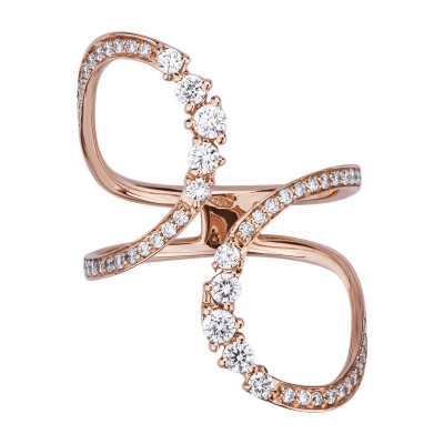 Rosé gold 18k open ring with diamonds 