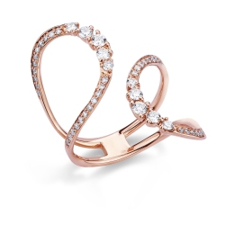 Rosé gold 18k open ring with diamonds 