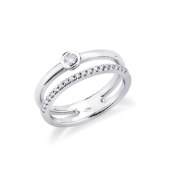 White gold 18k double ring with diamonds 