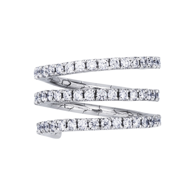 18k white gold spring ring with diamonds 