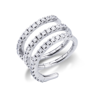 18k white gold spring ring with diamonds 