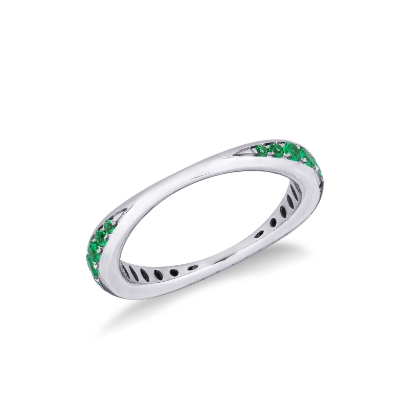 18k white gold ring with emeralds 