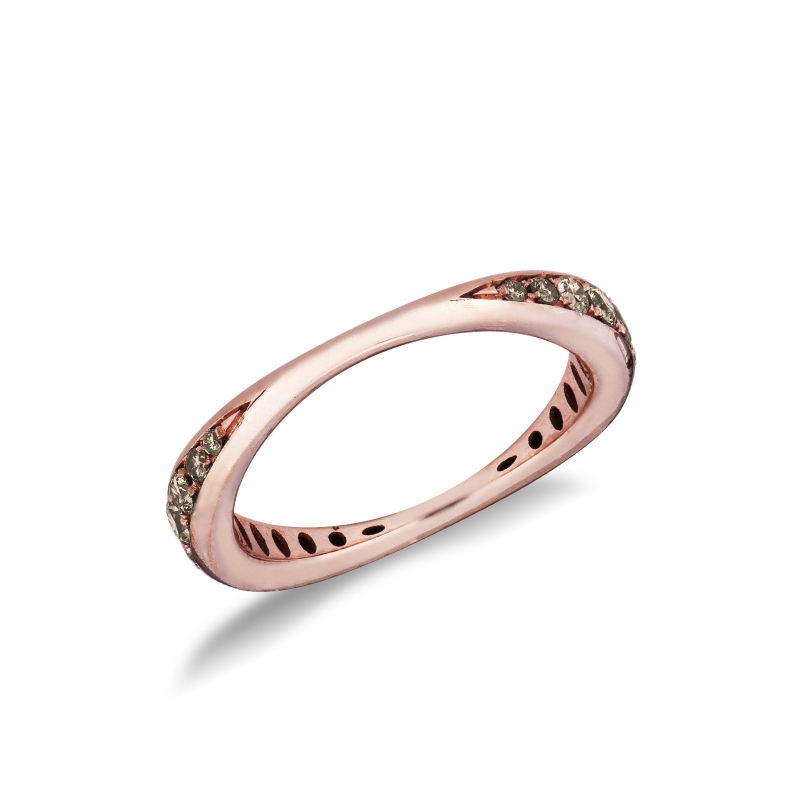 Rosé gold 18k ring with brown diamonds 
