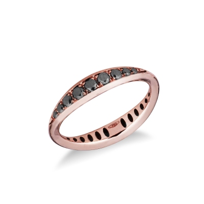 Rosé gold 18k ring with black diamonds 
