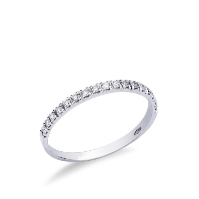 Half eternity ring with diamonds white gold 18k