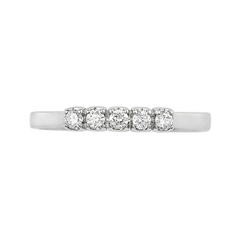 White gold 18k half eternity ring with 5 diamonds 0,15 ct