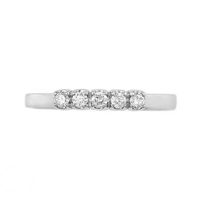 White gold 18k half eternity ring with 5 diamonds 0,15 ct
