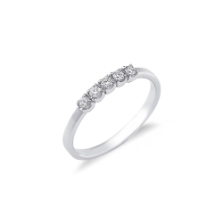 White gold 18k half eternity ring with 5 diamonds 0,15 ct