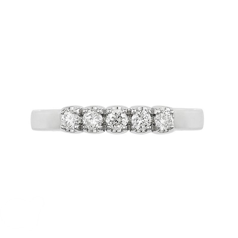 5 diamonds half eternity ring in white gold 18k