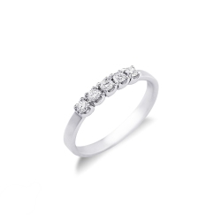 5 diamonds half eternity ring in white gold 18k