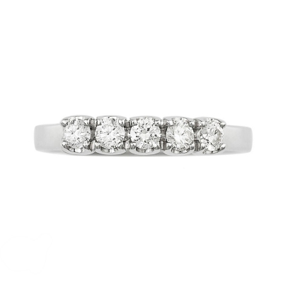 White gold 18k 5 stones diamond half eternity ring 0,35 ct