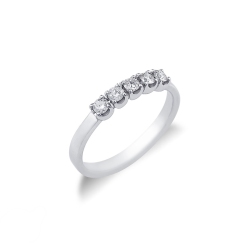 White gold 18k 5 stones diamond half eternity ring 0,35 ct