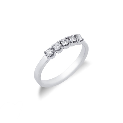 White gold 18k 5 stones diamond half eternity ring 0,35 ct